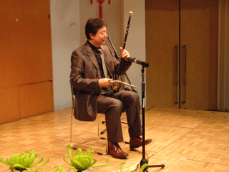 Zhao Rongchun playing two-string fiddle (erfu)