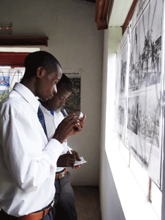 Making notes of the exhibits