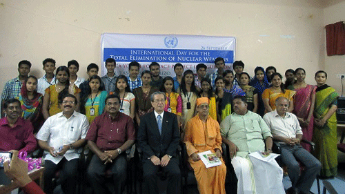 Attending the Kerala Region YMCA ceremony to kick off the campaign opposing nuclear weapons (India)