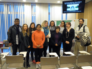 International students from ICU who listened to an A-bomb testimony of Ms. Ogura (third right front)