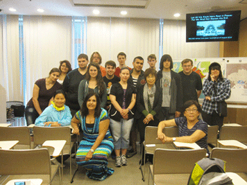 The group from Central Connecticut State University after listening to the atomic bomb testimony by Ms. Keiko Ogura
