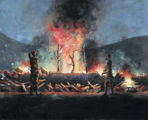 Whirlwind of flames hits the temple