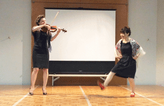 A violin and dance performance by the 2 Hiroshima Messengers