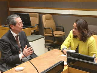 Mr. Komizo meets with Conference President Ms. Whyte (right)