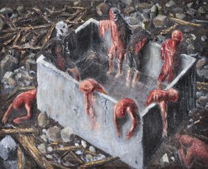 Hibakusha burned and died standing in a fire cistern
