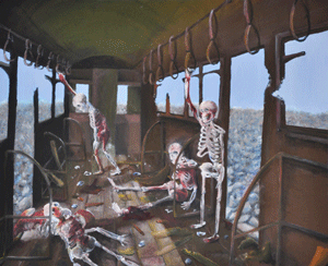 People burned and turned into bones while holding the strap in the streetcar