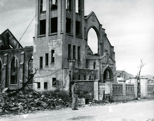 In front of Nagarekawa Church (taken by: U.S. Army / collection: U.S. Naval History and Heritage Command; provided by: Mr. Thomas Pollock)