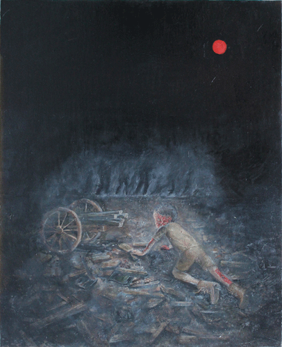 Bright-red sun in the midst of darkness by Yuri Okada and Satoru Arai