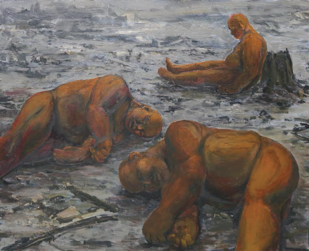 Blood-red burnt corpses