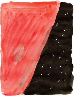 The night sky of August 6, 1945. Drawn by Chieko Kiriake