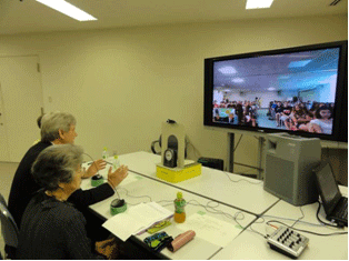 ウェブ会議システムを利用した被爆体験証言の様子