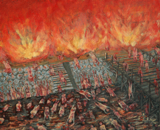 「被爆直後の大正橋附近の被災者」