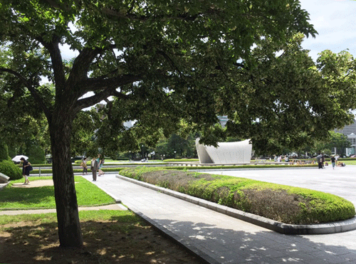 被爆後、宝勝院に2本残った菩提樹のうち1本は、平和記念公園に移植されました。