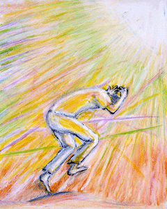 「異様な閃光」（市民が描いた原爆の絵／石谷龍司）