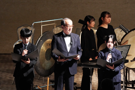 ナビゲーターを務めた松井市長と吉永志帆さん、景山倖大さん